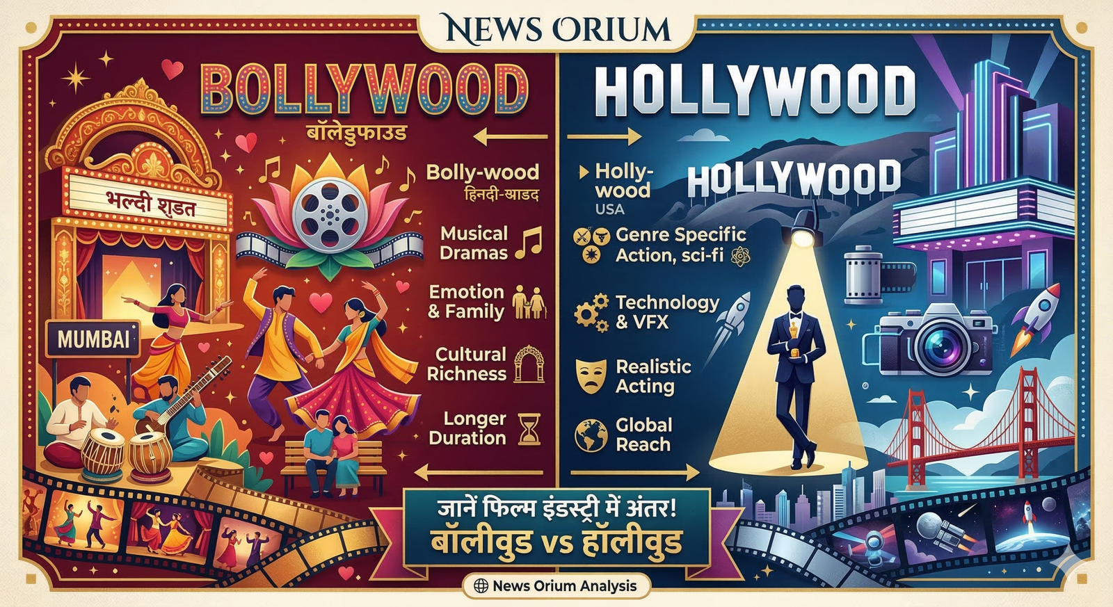 बॉलीवुड और हॉलीवुड दोनों फिल्म इंडस्ट्री, लेकिन इनमें अंतर जानकर हैरान रह जाएंगे आप