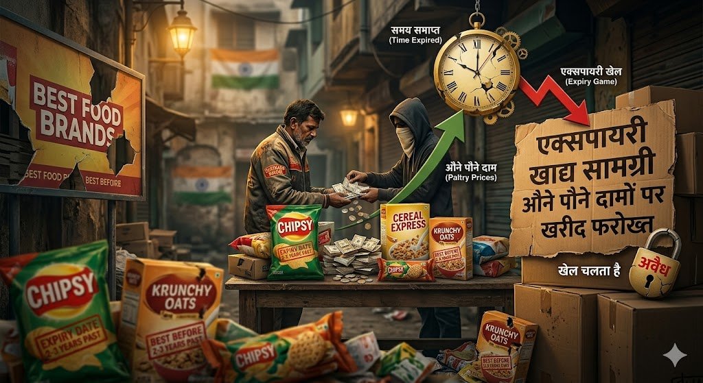बड़े ब्रांड की एक्सपायरी खाद्य सामग्री औने पौने दामों पर खरीद फरोख्त का चलता है खेल